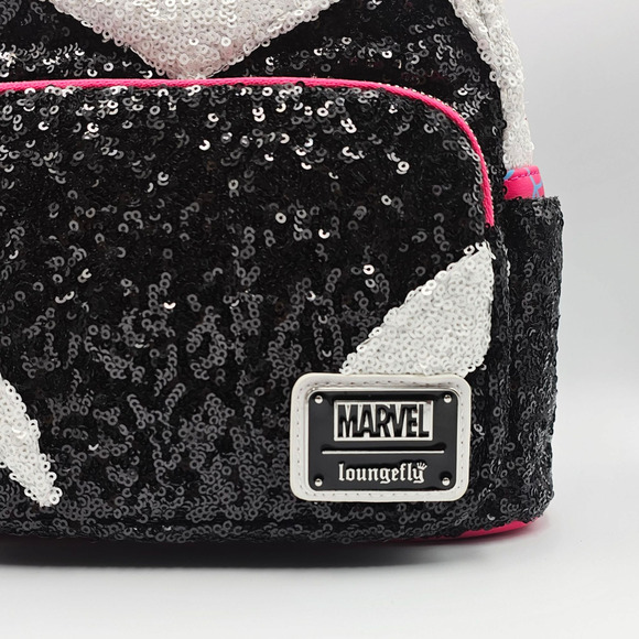 Loungefly Marvel Spider-Man Spider-Gwen Sequin White Mini Backpack Bag New - Picture 8 of 10